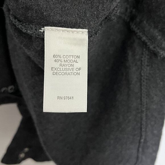 J Jill Gray Floral Embroidered Button Shirt Size L Charcoal Gray Boho Peasant - Picture 7 of 8